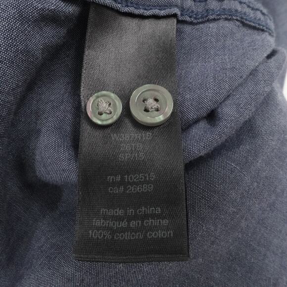 John Varvatos Shirt Mens XXL Blue Long Sleeve Roll Tab Pocket Lightweight Preppy - Picture 11 of 12